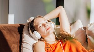 Woman relaxing in sunlight.