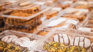 variety of prepackaged bake pastry items in the supermarket