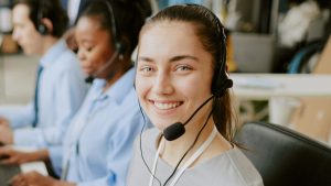 Website Banner of Call Center with Its Workers