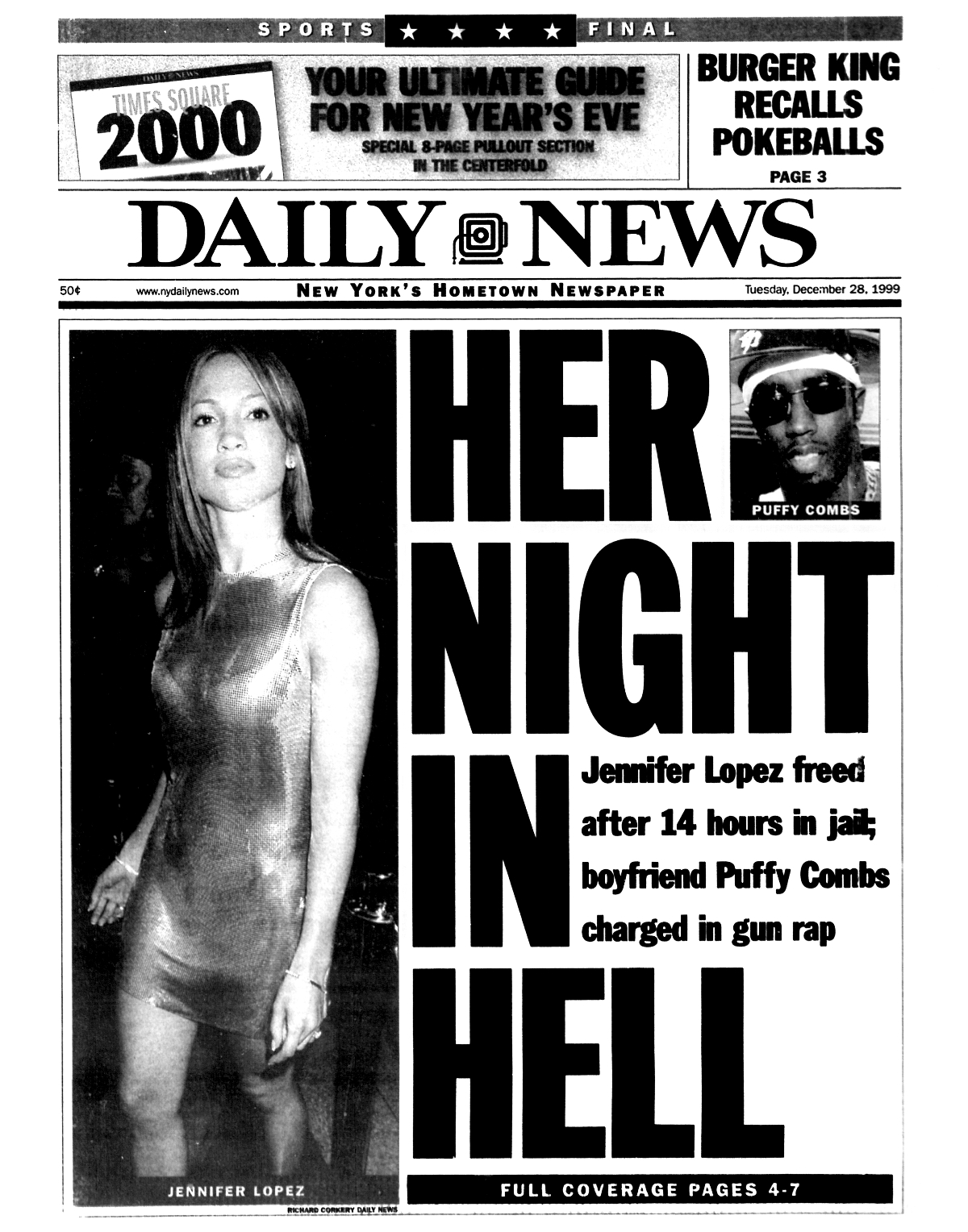 Portada del Daily News del 28 de diciembre de 1999