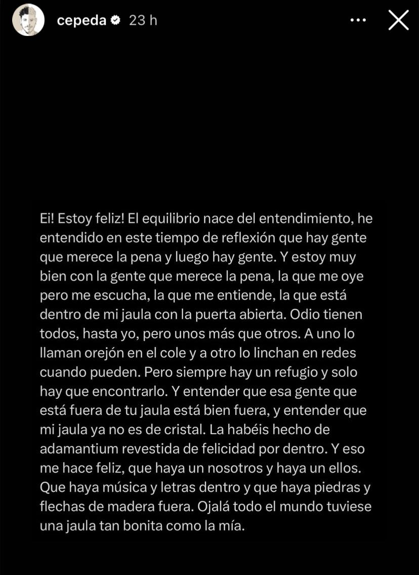 Historia de Instagram de Cepeda